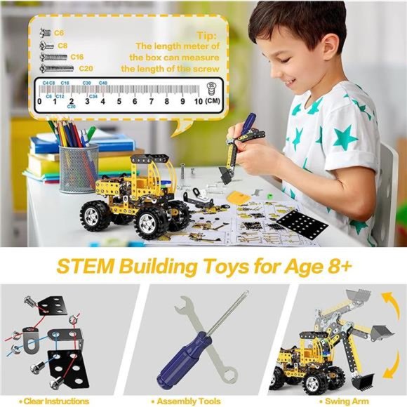 Stem Building Projects Toys forKids 8 9 10 11 12+Year Old,256 PCS Metal Building - Picture 3 of 6